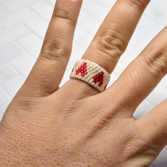 Red and Gold Heart Woven Ring