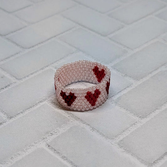 Pink and Red Heart Woven Ring